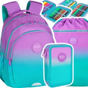 ZESTAW 3 el. Plecak wczesnoszkolny CoolPack JERRY 21 L fioletowe ombre, GRADIENT BLUEBERRY (E29505SET3CZ)