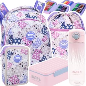 ZESTAW 5 el. Tornister Plecak CoolPack TURTLE  25 L króliczki, WHITE BUNNY (F015833SET5CZ)