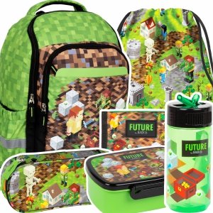 ZESTAW 6 el. Plecak szkolny GAME LEVEL dla fana gry MINECRAFT (PLSZDF35SET6CZ)