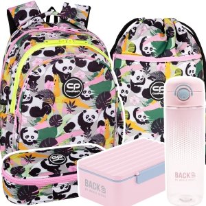 ZESTAW 5 el. Plecak wczesnoszkolny CoolPack JERRY 21 L pandy, PANDA GANG (F029829SET5CZ)