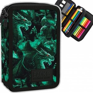 Piórnik z wyposażeniem, dwukomorowy BackUP smok, LEGEND DRAGON (PB6DW51)