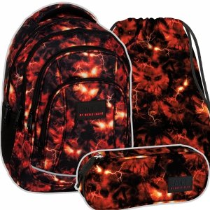 ZESTAW 3 el. Plecak szkolny młodzieżowy BackUP 26 L potwór Vecna, STRANGER (PLB6A43SET3CZ)