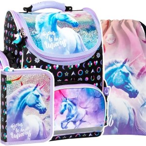 ZESTAW 3 el. Tornister szkolny ergonomiczny UNICORN Jednorożec (TEMBJR15SET3CZ)