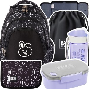 ZESTAW 5 el. Plecak szkolny młodzieżowy ST.RIGHT K-pop Cooky, CLEVER BUNNY BP6 (65554SET5CZ)
