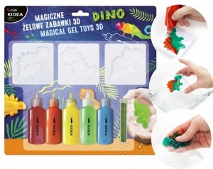 Magiczne żelowe zabawki 3D DINOZAURY 5 kolorów + brokat KIDEA (MZZ3DDKA)