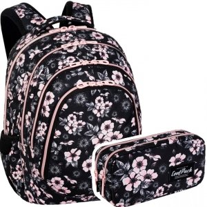 ZESTAW 2 el. Plecak CoolPack DRAFTER 28 L kwiatki, HELEN (F010744SET2EL)