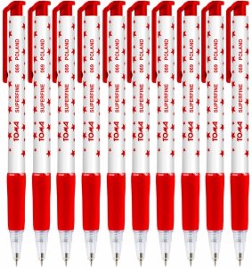 10x Długopis automatyczny w gwiazdki TOMA, czerwony (TO-069SET10CZ)