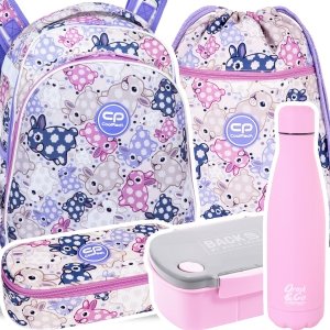 ZESTAW 5 el. Tornister Plecak CoolPack TURTLE  25 L króliczki, WHITE BUNNY (F015833SET5CZ)