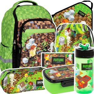 ZESTAW 7 el. Plecak szkolny GAME LEVEL dla fana gry MINECRAFT (PLSZDF35SET7CZ)