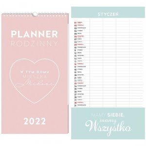 Kalendarz ścienny 2022 MIŁOŚĆ  Planer Rodzinny INTERDRUK (00218)