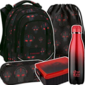 ZESTAW 5 el. Plecak wczesnoszkolny BackUP 24 L ROBOTY RED (PLB6R45SET5CZ)