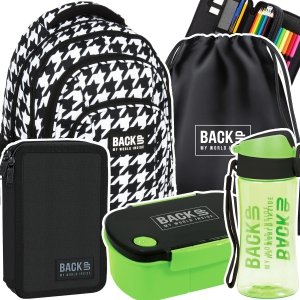 ZESTAW 5 el. Plecak szkolny młodzieżowy BackUP 26 L pepitka, CLASSY (PLB6A17SET5CZ)