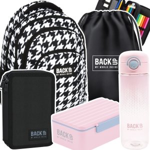 ZESTAW 5 el. Plecak szkolny młodzieżowy BackUP 26 L pepitka, CLASSY (PLB6A17SET5CZ)