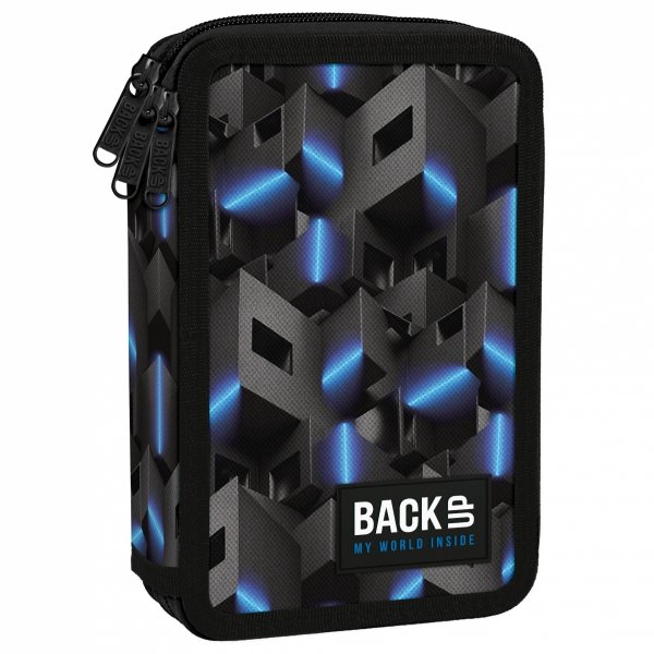 ZESTAW 5 el. Plecak szkolny młodzieżowy BackUP 26 L wzory 3D, RIDDLE (PLB6X44SET5CZ)