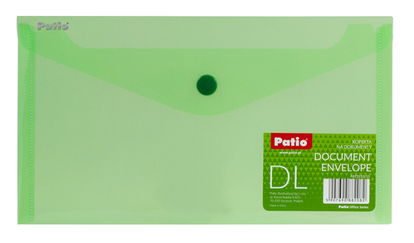 Teczka koperta transparentna na dokumenty DL PATIO zielona (PAT3153/N/15)