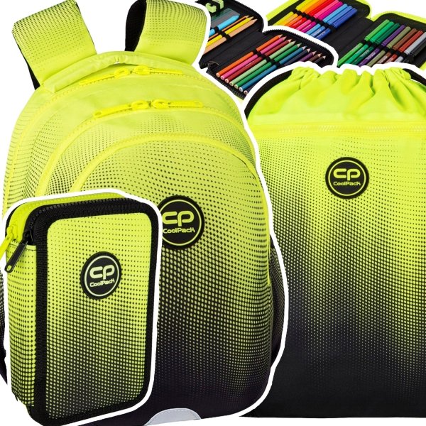 ZESTAW 3 el. Plecak wczesnoszkolny CoolPack JERRY 21 L żółte ombre, GRADIENT LEMON (E29510SET3CZ)