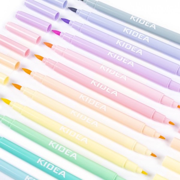 Flamastry dwustronne pastelowe B BRUSH 12 kolorów KIDEA (FDPBB12KA)