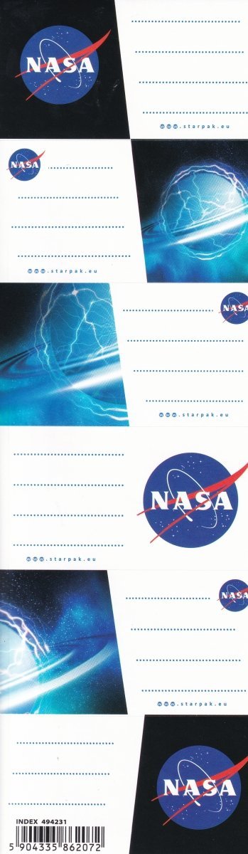 Nalepki naklejki na zeszyty STARPAK Kosmos NASA 6 sztuk mix (494231)