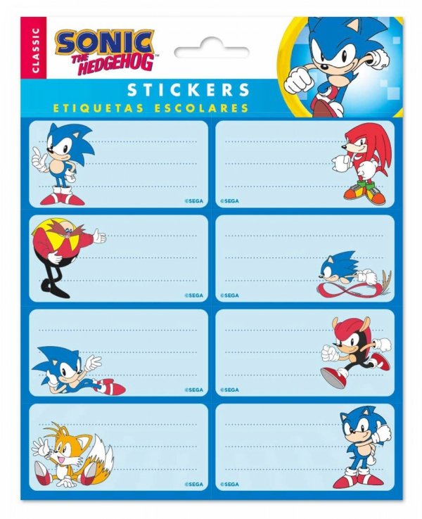 NALEPKI NAKLEJKI NA ZESZYTY SONIC 16 SZTUK (ELE0282)