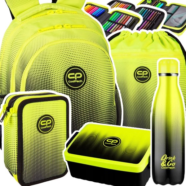 ZESTAW 5 el. Plecak wczesnoszkolny CoolPack JERRY 21 L żółte ombre, GRADIENT LEMON (E29510SET5CZ)