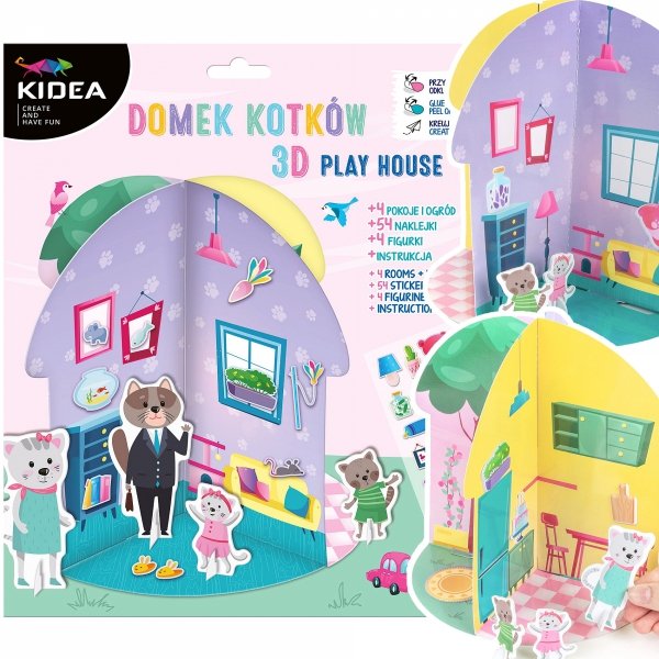 ZESTAW Kreatywny domek 3D DLA KOTKÓW Kidea (KDODKKA)