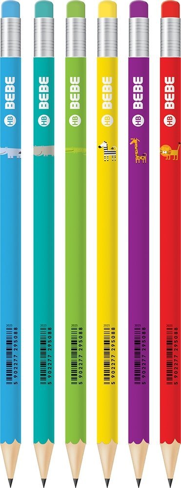 6x Ołówek z gumką HB INTERDRUK B&amp;B Kids (95088SET6CZ)