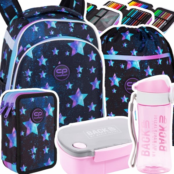 ZESTAW 5 el. Tornister Plecak CoolPack TURTLE  25 L gwiazdy, STAR NIGHT (F015830SET5CZ)