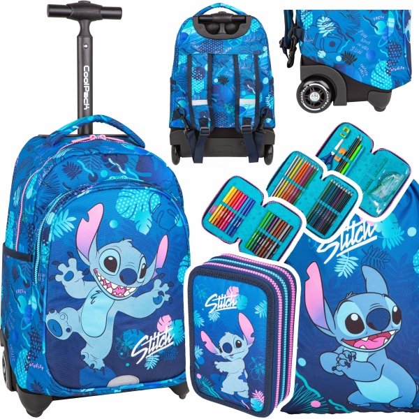 ZESTAW 3 el. Plecak CoolPack JACK na kółkach STITCH (F107780SET3CZ)