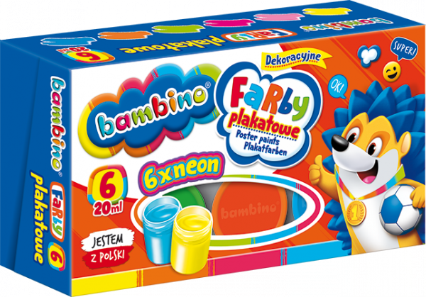 Farby plakatowe neonowe BAMBINO 6 kolorów (05015)