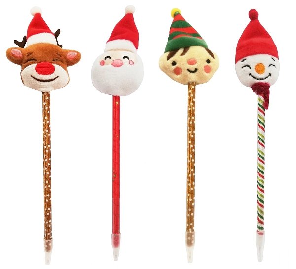 4x Długopis świąteczny z dekoracją RENIFER MIKOŁAJ BAŁWAN ELF INCOOD.  (0106-0362SET4CZ)