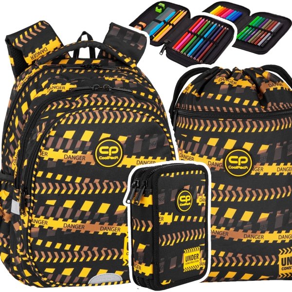 ZESTAW 3 el. Plecak wczesnoszkolny CoolPack JERRY 21 L strefa robót, DON`T DO IT (F029825SET3CZ)