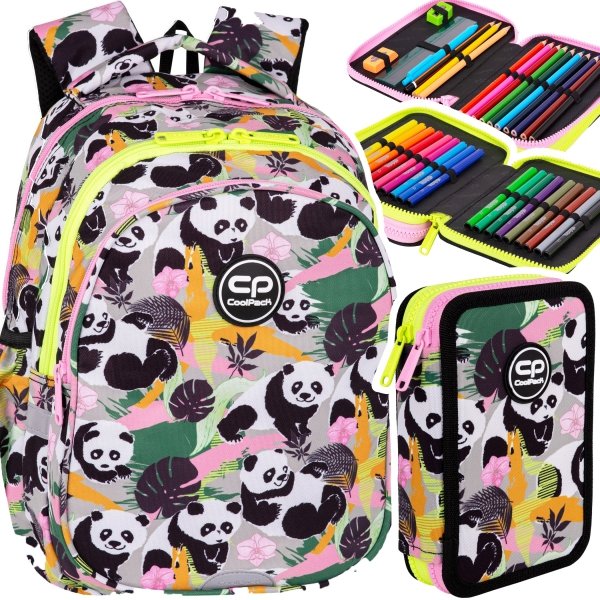 ZESTAW 2 el. Plecak wczesnoszkolny CoolPack JERRY 21 L pandy, PANDA GANG (F029829SET2CZ)