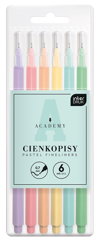 Cienkopisy pastelowe 6 kolorów ACADEMY Interdruk (50053)