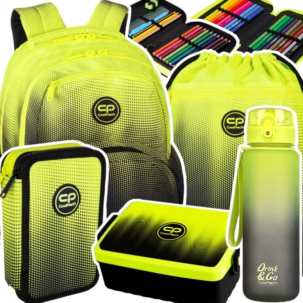 ZESTAW 5 el. Plecak CoolPack PICK  23 L żółte ombre, GRADIENT LEMON (E99510SET5CZ)