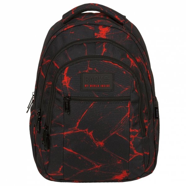 Plecak szkolny młodzieżowy BackUP 26 L czerwone wzory, VENOM (PLB6O40)