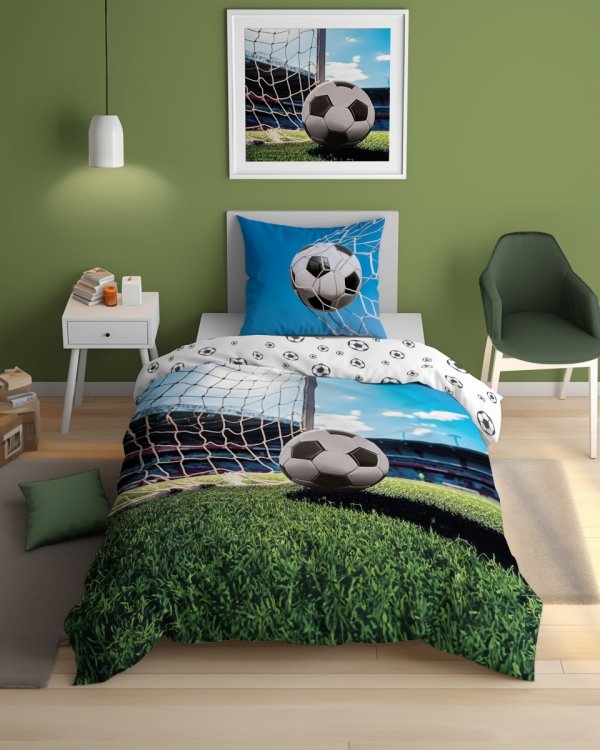 Pościel świecąca w ciemności FOOTBALL Piłka nożna 140 x 200 cm (5413A)