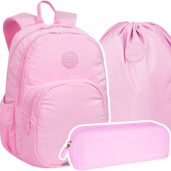 ZESTAW 3 el. Plecak CoolPack RIDER  27 L różowy, PASTEL / POWDER PINK (F109647SET3CZ)