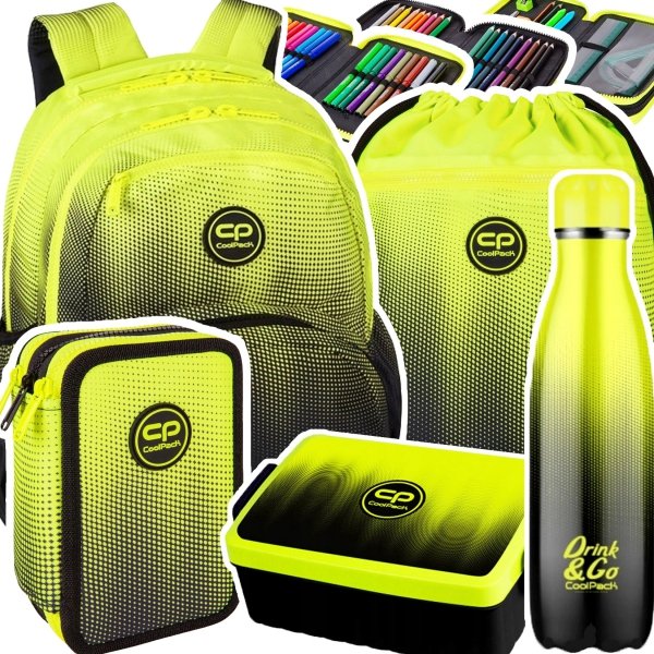 ZESTAW 5 el. Plecak CoolPack PICK  23 L żółte ombre, GRADIENT LEMON (E99510SET5CZ)
