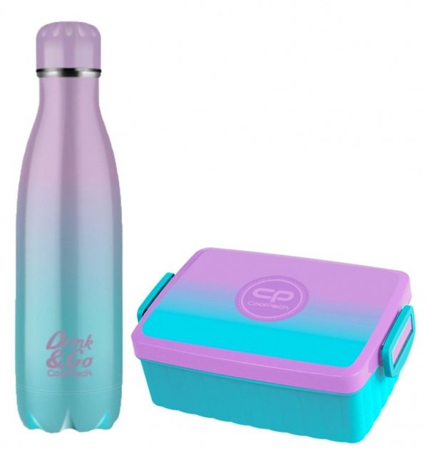 Zestaw bidon i śniadaniówka Drink&amp;Go butelka termiczna CoolPack 500ml fioletowe ombre, GRADIENT BLUEBERRY (Z04505+Z07505)