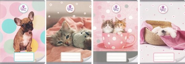 4x Zeszyt A5 w kratkę 16 kartek THE SWEET PETS KOTEK PIESEK (12696SET4CZ)