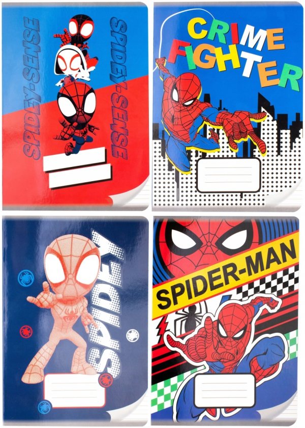 4 x Zeszyt A5 w kolorową linię 16 kartek SPIDERMAN SPIDER MAN (13792SET4CZ)