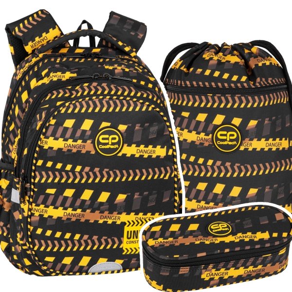 ZESTAW 3 el. Plecak wczesnoszkolny CoolPack JERRY 21 L strefa robót, DON`T DO IT (F029825SET3CZ)