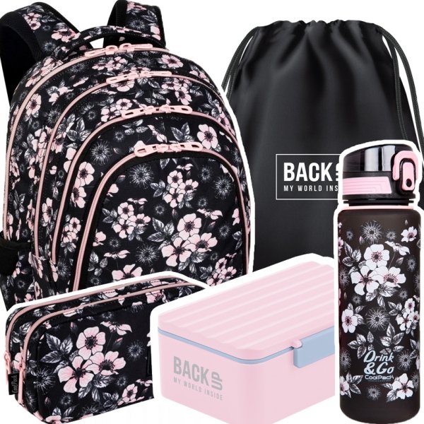 ZESTAW 5 el. Plecak CoolPack DRAFTER 28 L kwiatki, HELEN (F010744SET5EL)