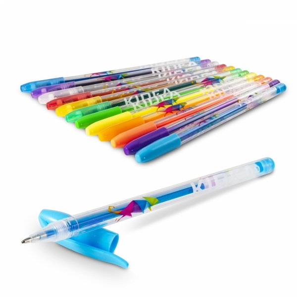 KIDEA Długopisy żelowe 12 kolorów Brokatowe Neonowe Zapachowe (DZ12KA)