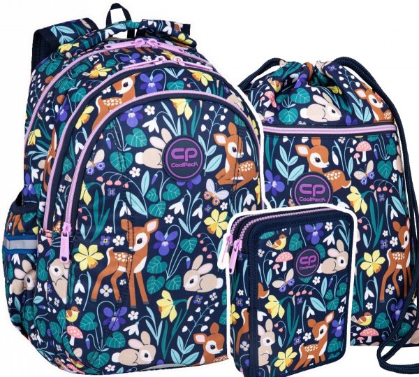 ZESTAW 3 el. Plecak wczesnoszkolny CoolPack JOY S 21L jelonek, OH MY DEER (F048664SET3CZ)