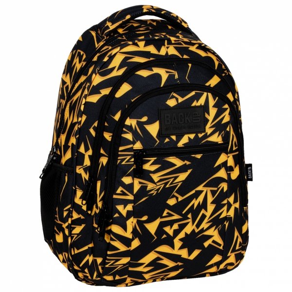 Plecak szkolny młodzieżowy BackUP 26 L żółte wzory, ACTION (PLB6O42)