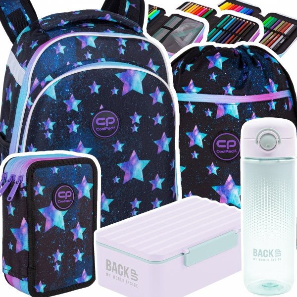 ZESTAW 5 el. Tornister Plecak CoolPack TURTLE  25 L gwiazdy, STAR NIGHT (F015830SET5CZ)