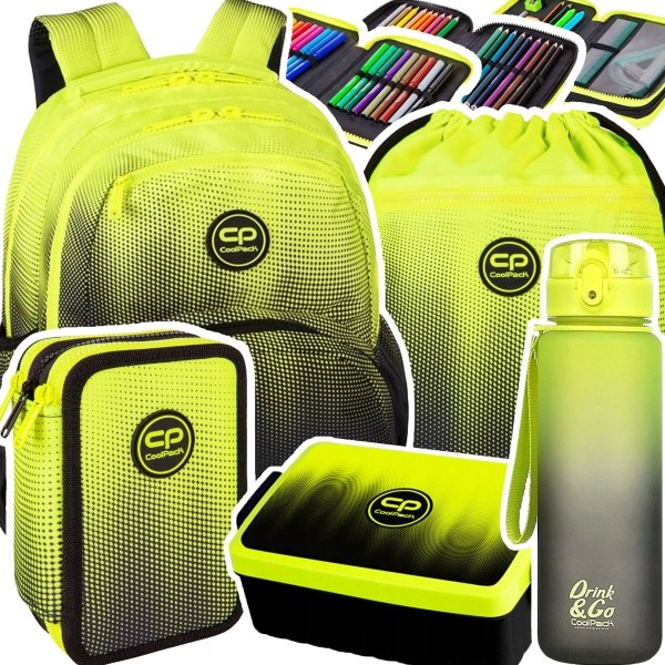 ZESTAW 5 el. Plecak CoolPack PICK  23 L żółte ombre, GRADIENT LEMON (E99510SET5CZ)