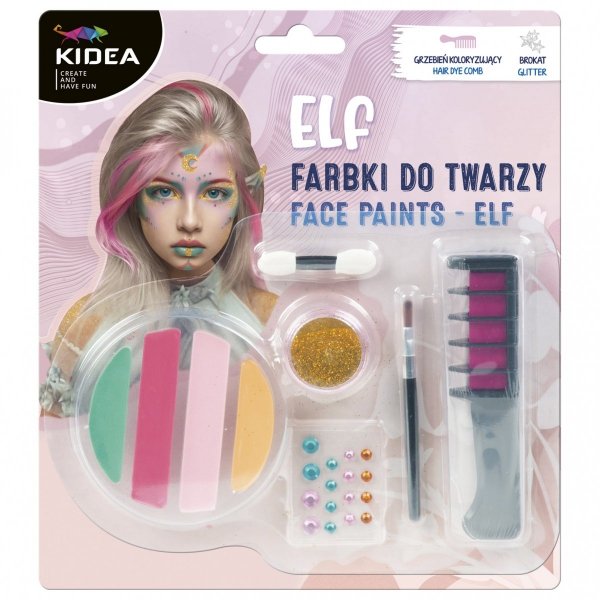 Farbki do malowania twarzy ZESTAW ELF 4 kolory  KIDEA (FDTZEKA)