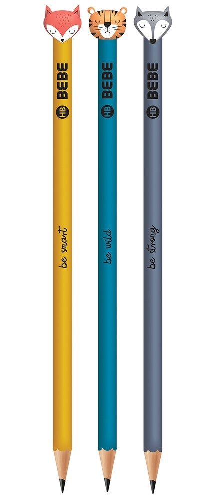 3x Ołówek ze zwierzakiem HB INTERDRUK B&amp;B ANIMAL (12907SET3CZ)
